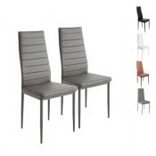 Lot de 2 chaises de salle à manger - Style contemporain - l 40 x p 39 cm - Gris