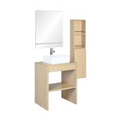 Meuble de salle de bain 60 cm avec colonne, miroir et vasque