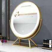 Miroir De Maquillage 7x Grossissant Avec Éclairage Vita, Métal, Rond, Style , 13 x 40 x 50 cm - Or - Meubler Design