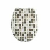 MSV Abattant WC Thermo Dur MOSAIKO Taupe & Blanc - Charnières PS - Taupe