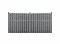[neu.holz] kit de 2 clôtures barrière brise vue brise vent bois composite (wpc) gris 185 x 376 cm