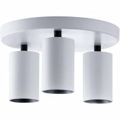 Paco Home - Plafonnier Lampe led Finition Haut De Gamme Montage Simple Spots Orientables Remplaçables GU10 Blanc, 3 flammes rondes+ ampoule