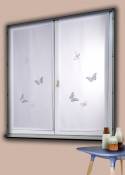 Paire de voilage avec Papillons brodés et en application - Blanc - 60 x 120 cm