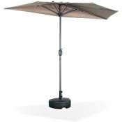 Parasol de balcon Ø250cm – calvi – Demi-parasol droit. mât en aluminium avec manivelle d'ouverture. toile taupe - Taupe