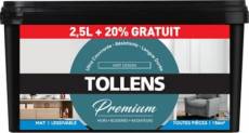 Peinture Tollens premium murs boiseries et radiateurs vert bucolique satin 2 5L +20% gratuit