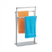 Porte-serviettes, 3 barres, HxLxP : env. 86,5 x 50 x 20 cm, pour salle de bain et toilettes invités, argenté - Relaxdays