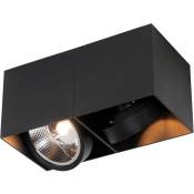 Spot design noir rectangulaire AR111 2 lumières - Box - Noir - Qazqa