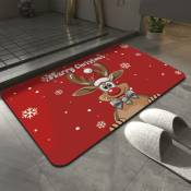 Sunxury - Tapis de porte de bienvenue en forme de renne de Noël, tapis de bain, tapis de salle de bain, tapis de sol antidérapant à séchage rapide,