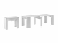 Table console extensible, rectangulaire avec rallonges, jusqu'ã 237 cm, pour salle ã manger et sã©jour, blanc mate. Jusquâ´ã 10 personnes. Dimensions