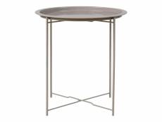 Table d'appoint minimaliste en métal beige bastille