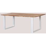 Table de salle à manger rectangulaire en bois recyclé Sami Sklum Blanc 210 x 100 cm - Blanc 210 x 100 cm