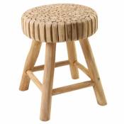 Tabouret / Table d'appoint artisanale en bois de teck