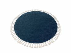 Tapis berber 9000 cercle bleu foncé franges berbère marocain shaggy cercle 120 cm