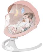 Transat électrique Balancelle bébé Chaise Haute 5 Vitesses bluetooth musique Couleur rose