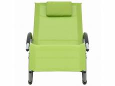 Vidaxl chaise longue avec oreiller vert textilène