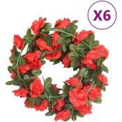 Vidaxl - Guirlandes de fleurs artificielles 6 pcs rouge
