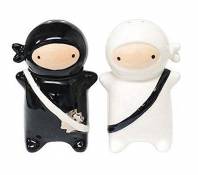 180 Degrees Pj0345 Japanese Ninja Kids Salt & Pepper Shaker Set, Black and White by 180 Degrees