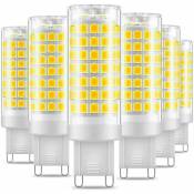 Ampoule LED G9 7W, 430LM, Blanc froid 6000K, 220-240V, CRI 85, NON-Dimmable, Économie d'énergie, Base en céramique, Culot G9 Standard, Lot de 6