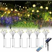 Aorsher - 6 Pièces 8 LEDs Lampes Solaires Extérieures pour Jardin - avec Télécommande et Batterie 1200mAh, Décoration Jardin Extérieur avec Lucioles