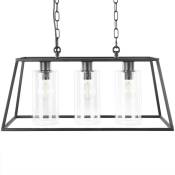 Beliani - Lampe Suspendue Moderne avec Cadre Forme de Cage en Métal Noir et Support pour Ampoules en Tubes de Verre Muger