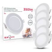 B.k.licht - lot de 5 spots à encastrer spéciales salle de bain led blanc i étanche IP65 i ultra plat 30mm i perçage Ø68mm i Ø86mm i blanc i platines