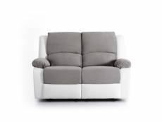 Canapé de relaxation manuel 2 places simili cuir blanc