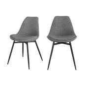 Chaise en tissu gris foncé chiné et pieds en métal (x2)