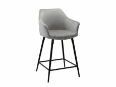 Chaise haute de bar en velours gris clair et pieds métal - chic 66584206