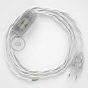 Cordon pour lampe, câble TM01 Effet Soie Blanc 1,80 m. Choisissez la couleur de la fiche et de l'interrupteur Transparent