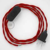 Creative Cables - Cordon pour lampe, câble TM09 Effet Soie Rouge 1,80 m. Choisissez la couleur de la fiche et de l'interrupteur Noir