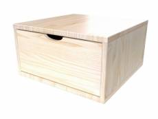 Cube de rangement bois 50x50 cm + tiroir vernis naturel