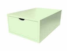 Cube de rangement bois 75x50 cm + tiroir vert pastel CUBE75T-VP