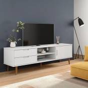 Design In - Meuble tv pour Salon - Armoire tv Moderne molde Blanc 158x40x49 cm Bois de pin massif BV834242