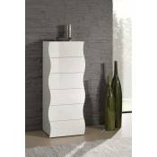 Dmora Commode avec 6 tiroirs, Made in Italy, Design moderne, Hebdomadaire pour chambre à coucher,50x40h122 cm, couleur blanc brillant, avec emballage