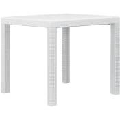 Doc&et² - Table de jardin Blanc 79x79x72 cm Plastique Aspect de rotin - Blanc