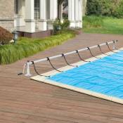 Enrouleur pour bâche de piscine Oliveti à longueur réglable 147-555 cm [en.casa] blanc