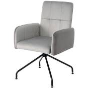 Fortuna Lai - Chaise de salle à manger en velours, chaise pivotante, square frame lounge chair pour chambre, salon, 44x46x87cm gris