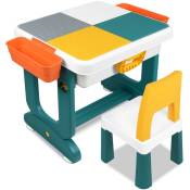 Froadp 47x63x56cm Ensembles de Tables et Chaises pour Enfants, Table de Jeu de Construction avec 1 Chaise, Petit Table d'activité Plastique avec