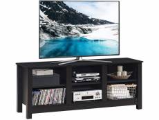 Giantex meuble/banc tv, 135 x 39,5 x 54 cm, avec 2 étagères de rangement centre multimédia polyvalent pour salon, noir