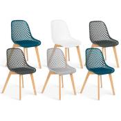Idmarket - Lot de 6 chaises mandy mix color blanc, gris clair, bleu canard x2, gris foncé x2 - Multicolore