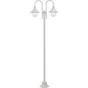 Lampadaire de jardin E27 220 cm Aluminium 2 lanternes Blanc - Blanc - Inlife