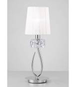 Lampe de Table Loewe 1 Ampoule E27 Small, chrome poli avec Abat jour blanc