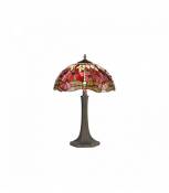 Lampe de table Tiffany Clio 2 Ampoules Violet/Rose 40 Cm