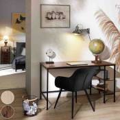 Le Poisson Qui Jardine - Table de bureau 2 étagères style industriel et loft en bois foncé 140 cm