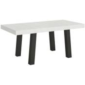 Les Tendances - Table extensible 6 à 14 places l 180 à 284cm blanc et pieds métal anthracite Bidy