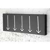 Licht-erlebnisse - Patère design couloir 5 flèches fonction push 45 x 20 cm noir blanc Patère murale - noir, blanc