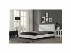 Lit notting hill - cadre de lit en pu capitonné blanc - 160x200cm