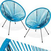 Lot de 2 chaises de jardin pliantes Design rétro dans le style acapulco Résistant aux intempéries et aux uv - bleu