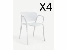 Lot de 4 chaises de jardin coloris blanc - longueur