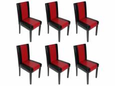 Lot de 6 chaises de séjour littau ~simili-cuir, noir/rouge,